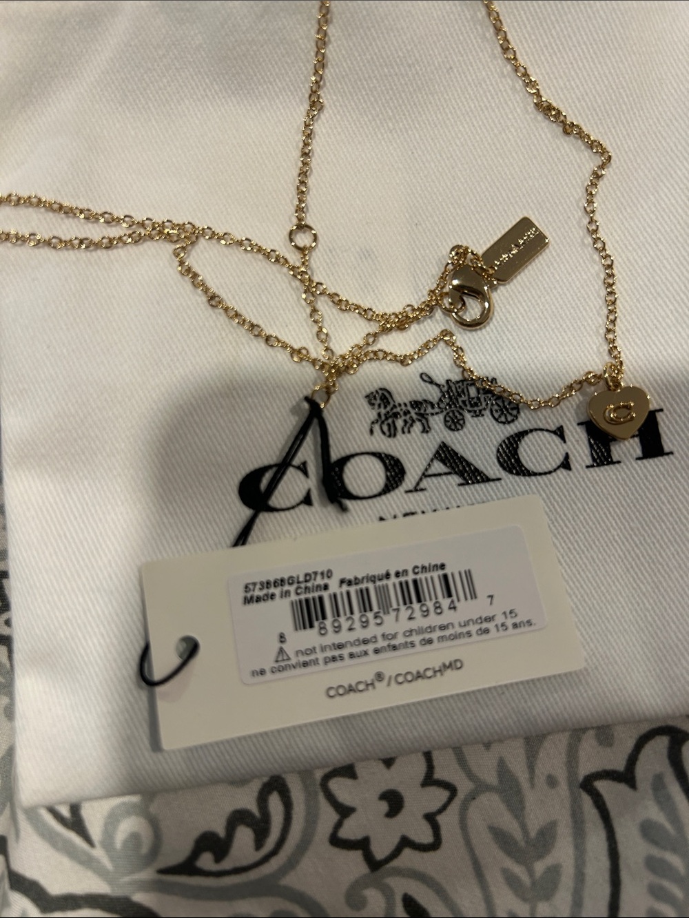 Coach Gold Heart Charm Pendant Necklace - Picture 2 of 5